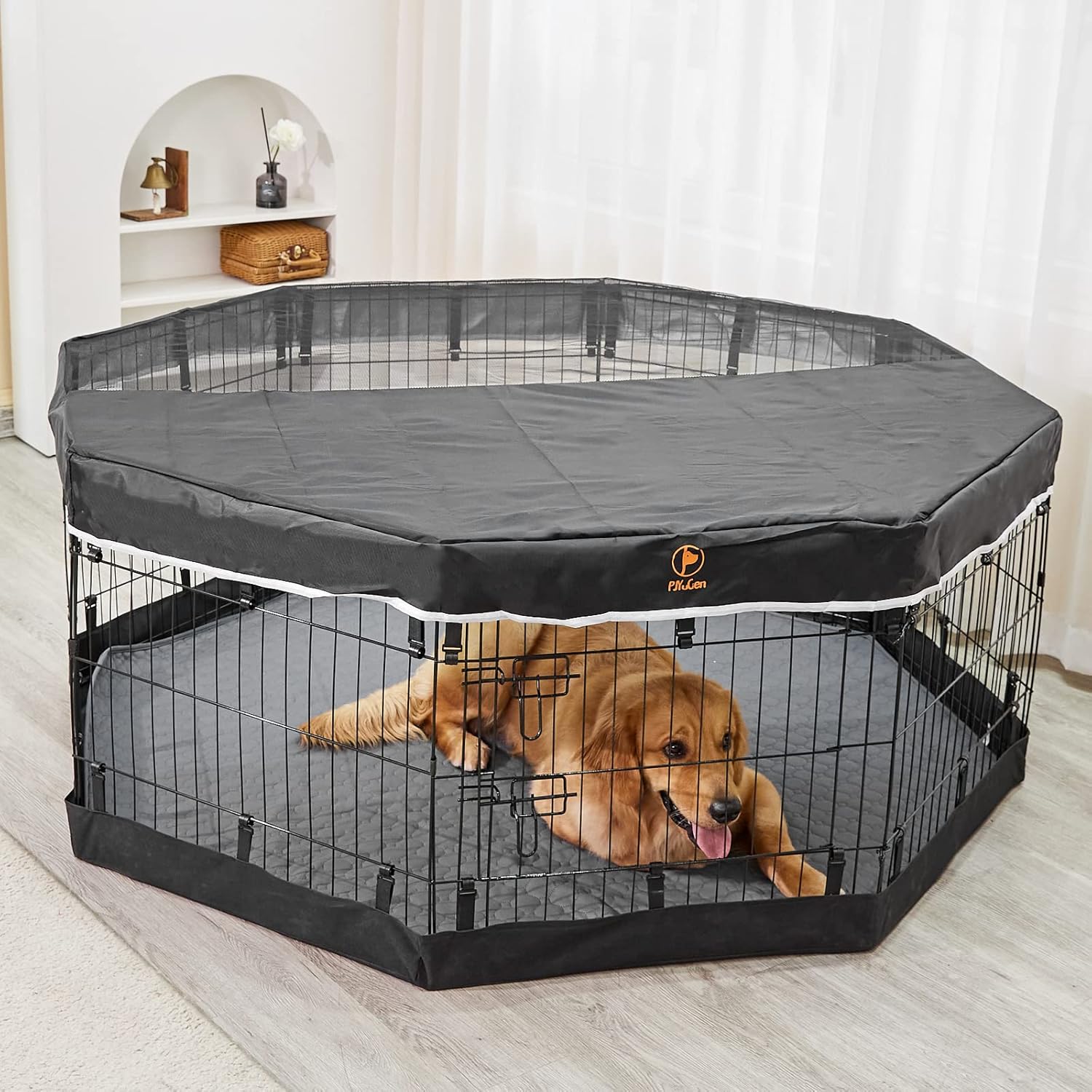 PJYuCien Almohadilla inferiorcubierta superior para corralito para perros, se...
