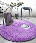 Alfombra redonda morada de 4 pies para dormitorio, habitación de niños y niñas,...