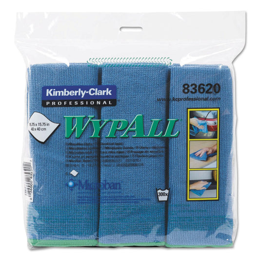 WypAll 83620-8395 Paños con microfibra Microban, 15 34" x 15 34", azul (paquete