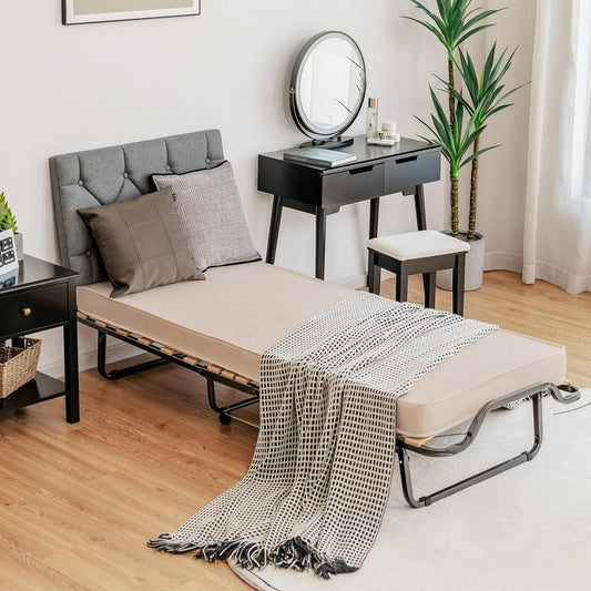 Cama plegable con colchones de 4 pulgadas para adultos, cama individual