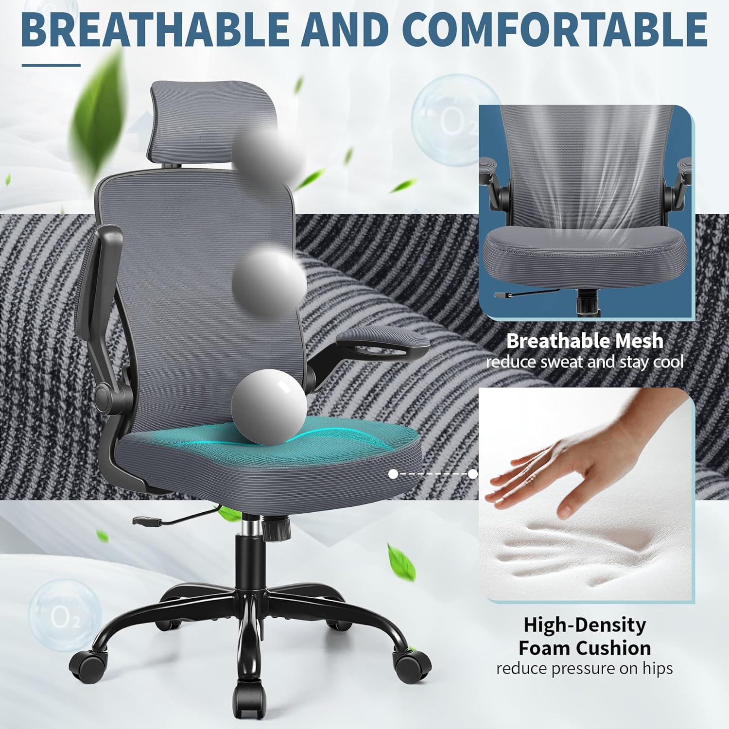 FelixKing Silla de oficina ergonómica, silla de escritorio con reposacabezas y...