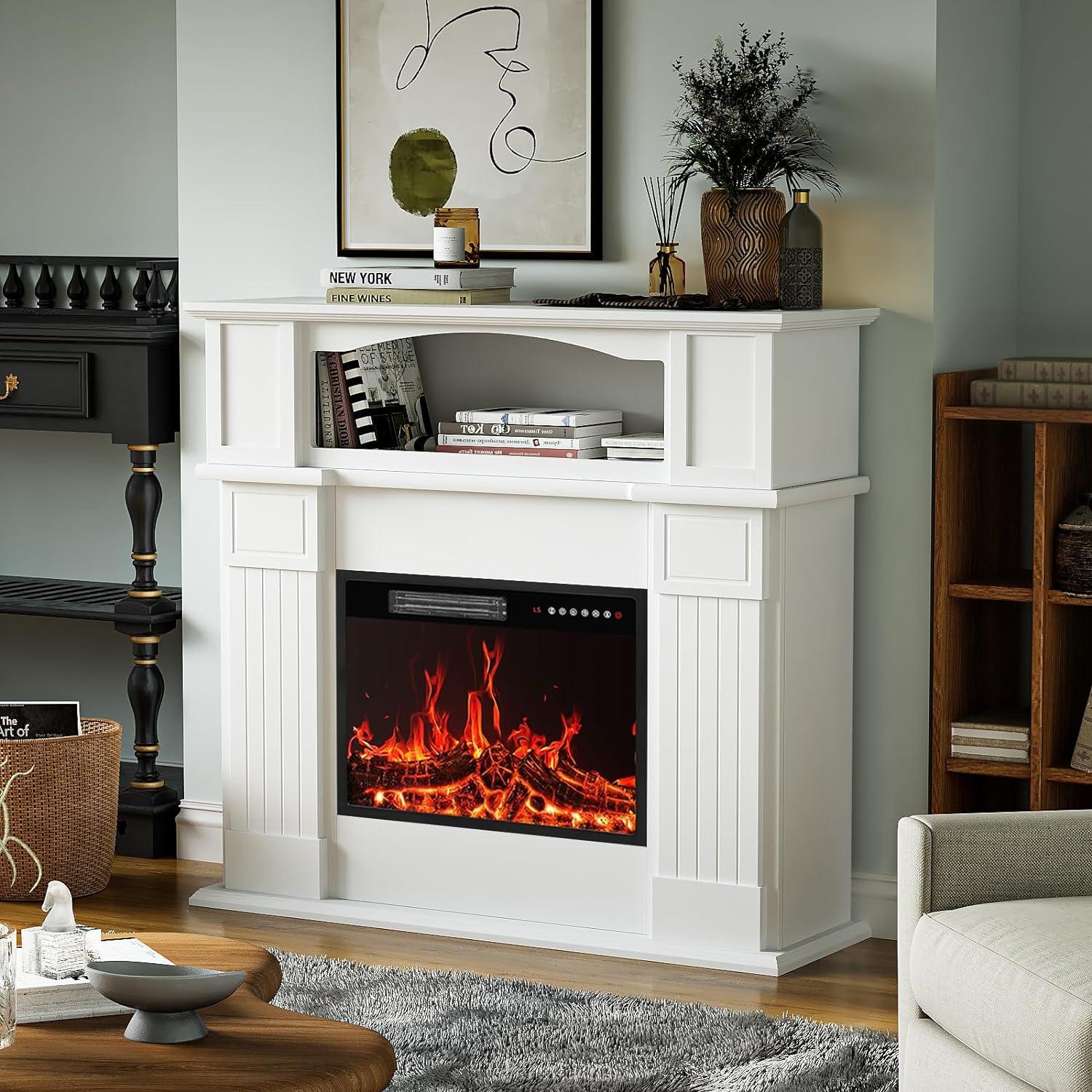 Chimenea eléctrica de 43 pulgadas con chimenea, inserto de chimenea eléctrica