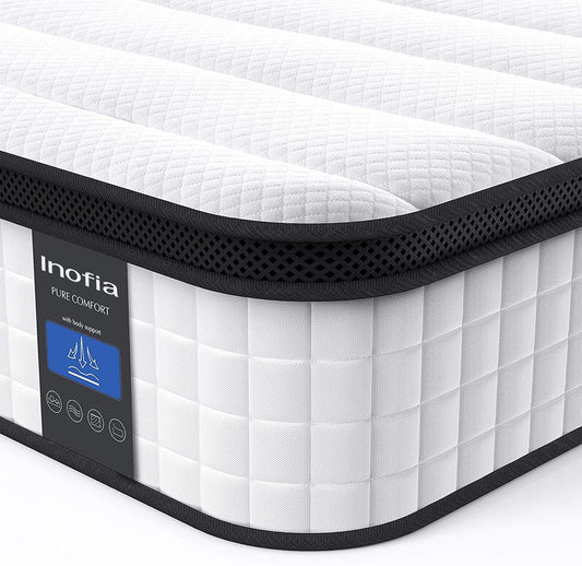 Colchón híbrido de resortes con base, cama fría con funda de tela suave y