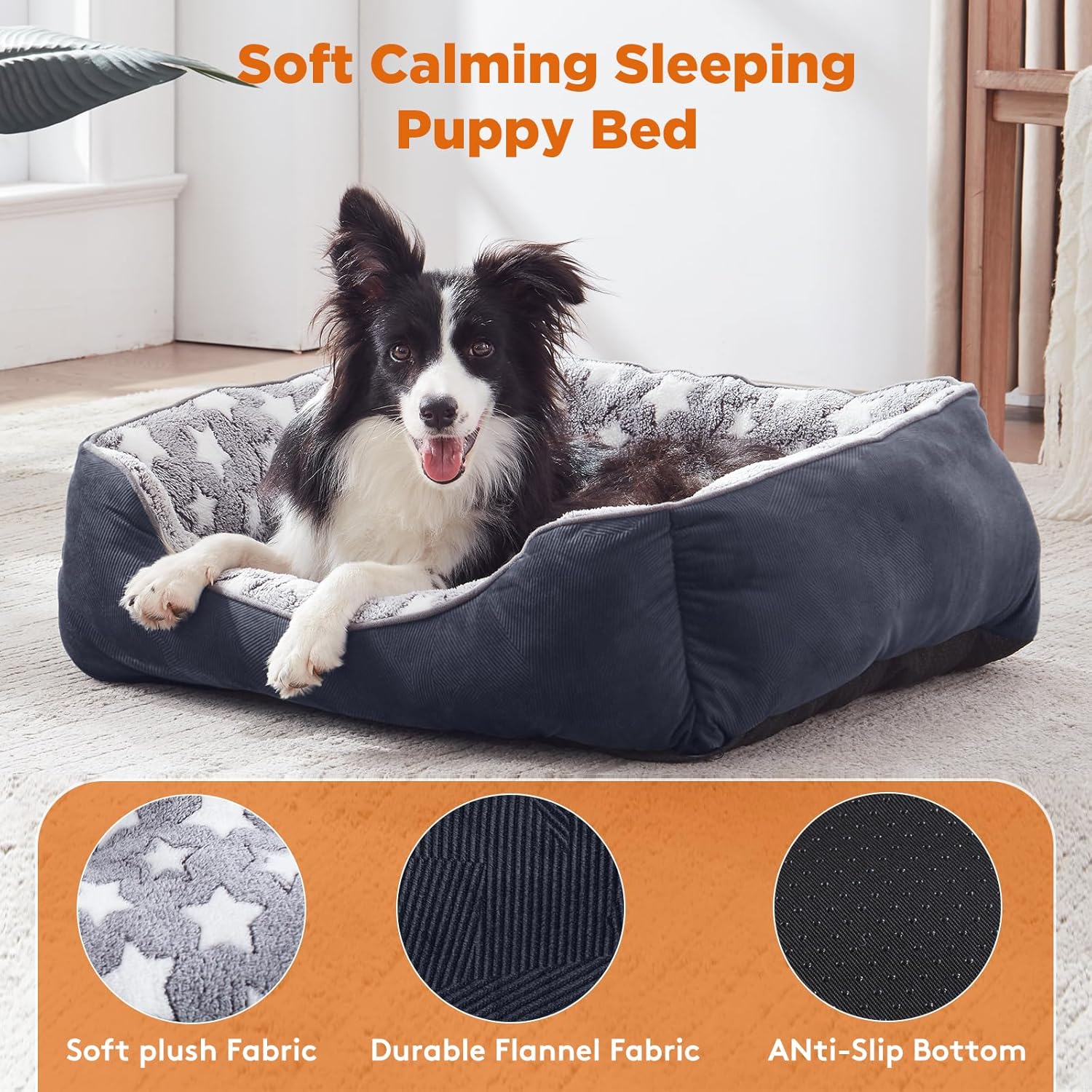 GASUR Cama rectangular para perros grandes, acogedora cama lavable, sofá...
