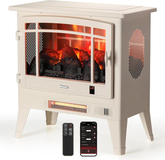 TURBRO Suburbs - Chimenea eléctrica Wi-Fi de 25 pulgadas con sonido crepitante,...