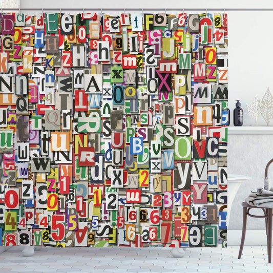 Ambesonne Decor Collection, juego de cortina con ganchos para regadera