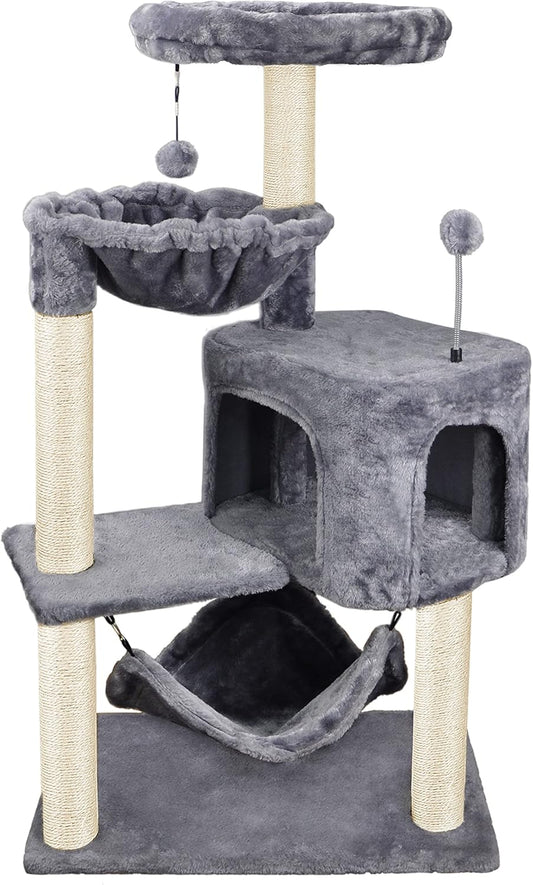 YUNIQUE Árbol para gatos con condominio para gatos y hamaca grande, gris