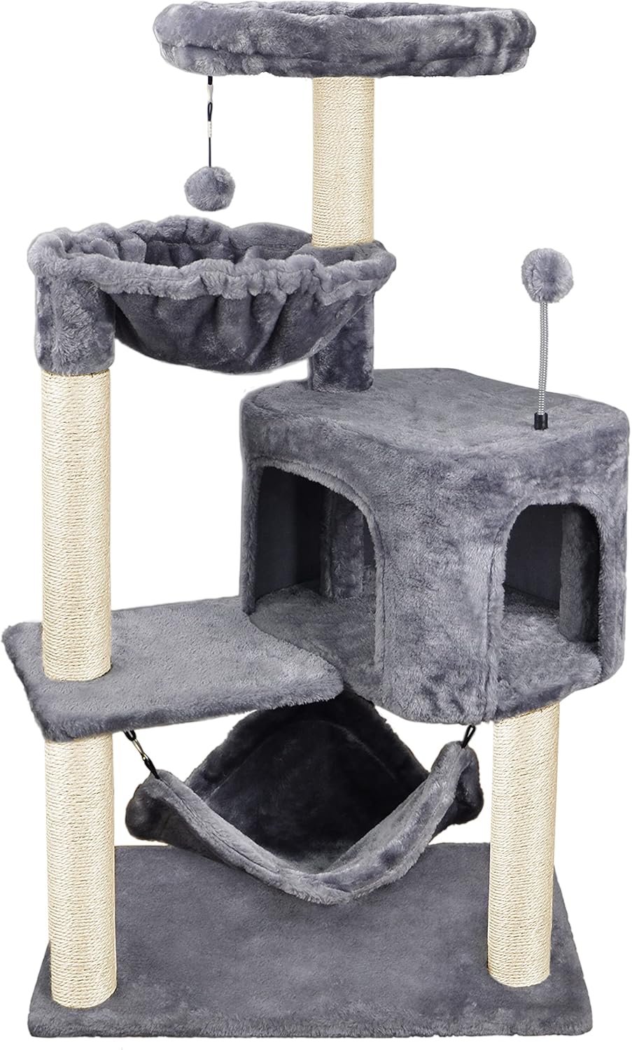 YUNIQUE Árbol para gatos con condominio para gatos y hamaca grande, gris