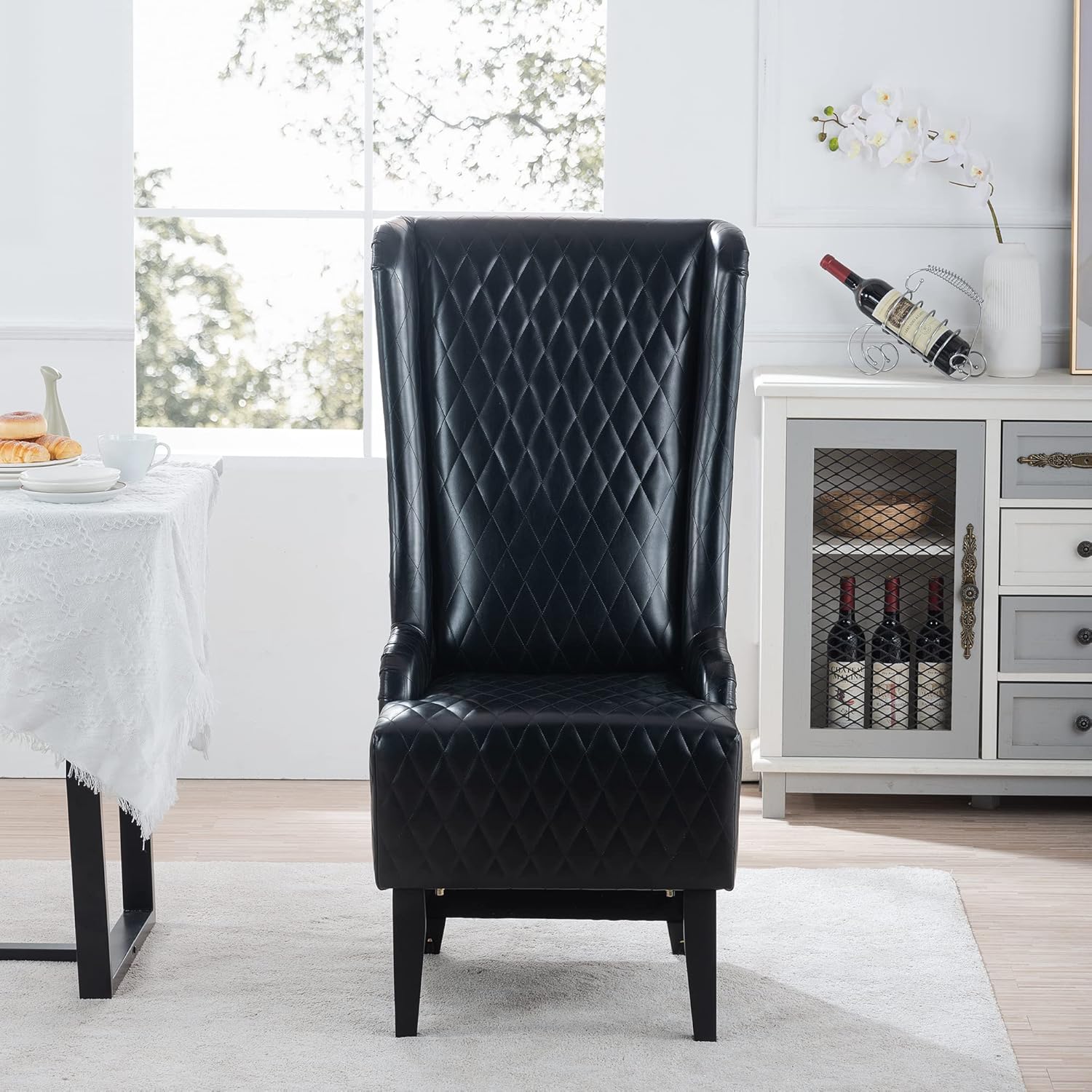 Yoluckea Silla de comedor con respaldo alto, silla de trono con respaldo retro...