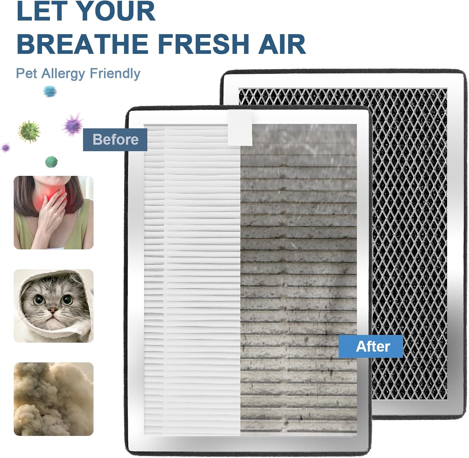 Filtros de repuesto para purificador de aire, paquete de 4 unidades compatibles...