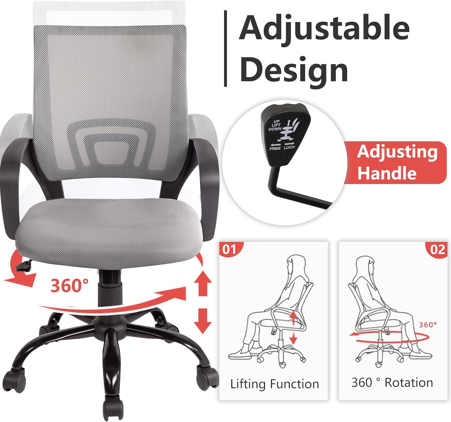 PayLessHere Silla de oficina para computadora, ergonómica, silla de escritorio...