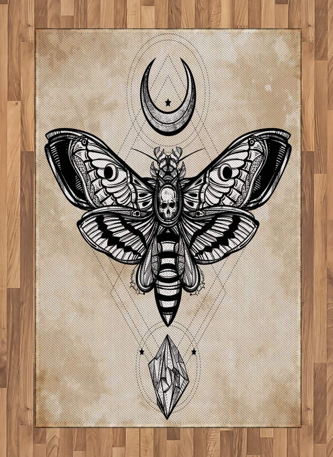 Ambesonne Alfombra de fantasía, cabeza muerta con ilustración de calavera...