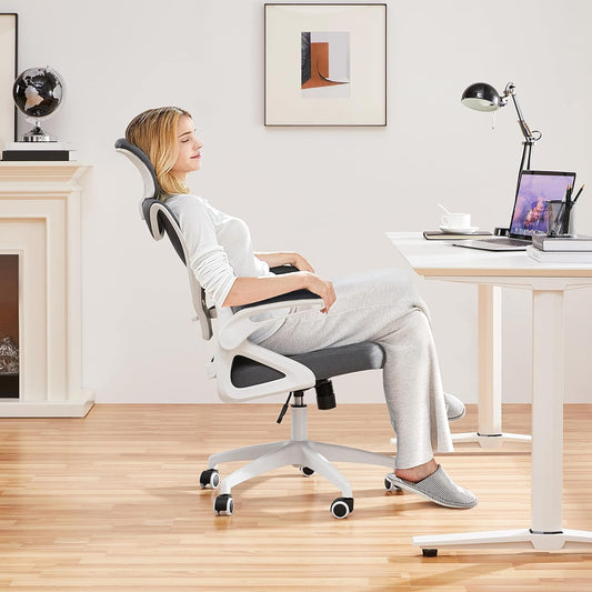 Yaheetech Silla de oficina ergonómica de malla, silla de escritorio con...