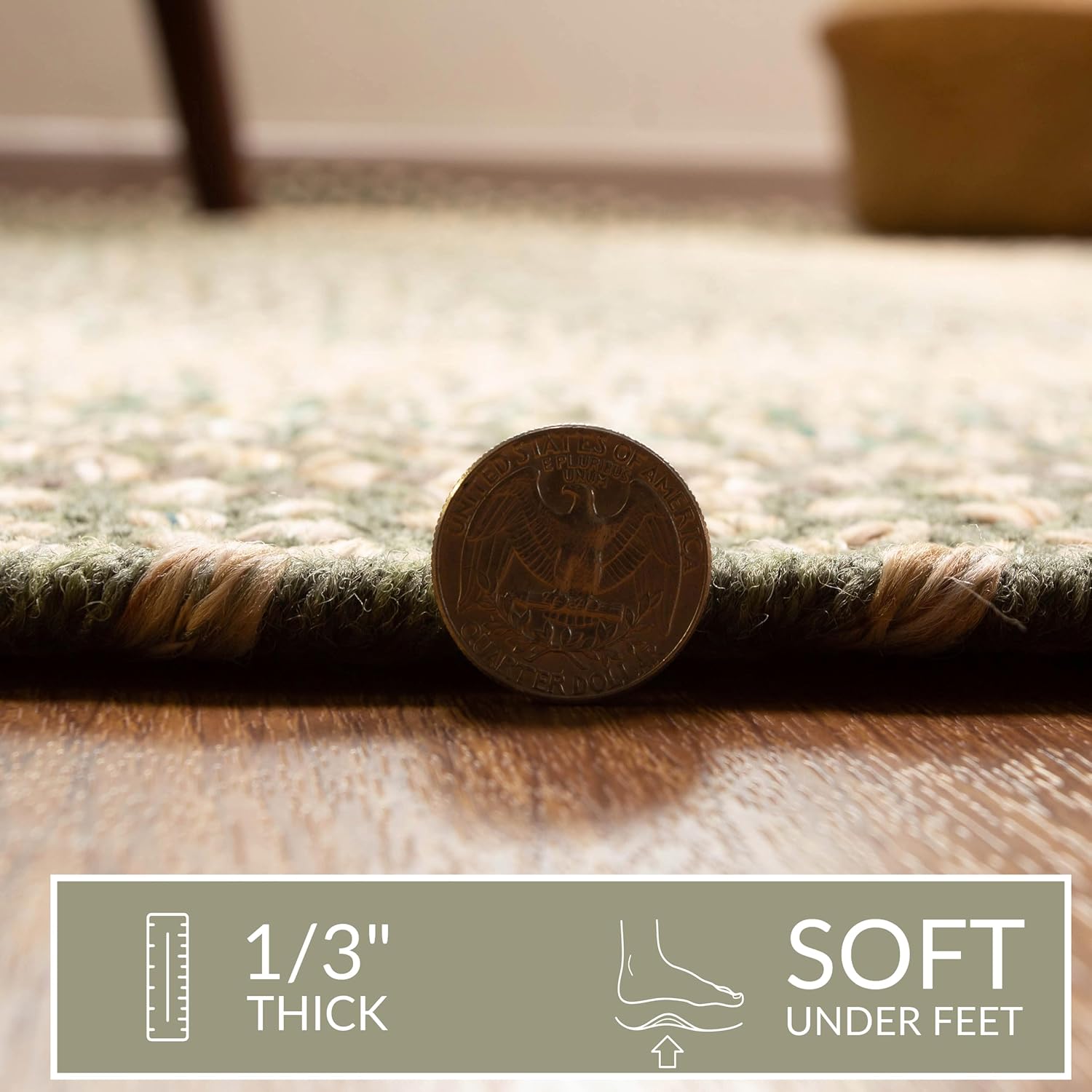 Braided Farmhouse Alfombra trenzada Ridgewood para sala de estar, reversible,
