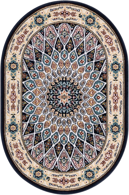 Unique Loom Colección Narenj Adams - Alfombra ovalada (2' 2" x 3' 1" azul...