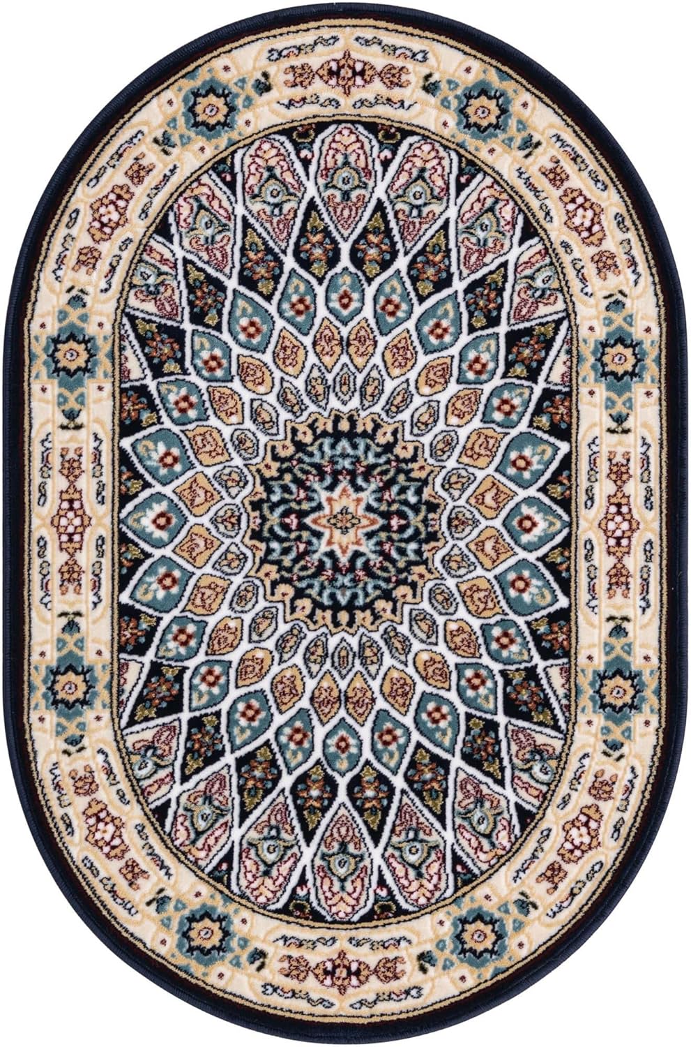 Unique Loom Colección Narenj Adams - Alfombra ovalada (2' 2" x 3' 1" azul...