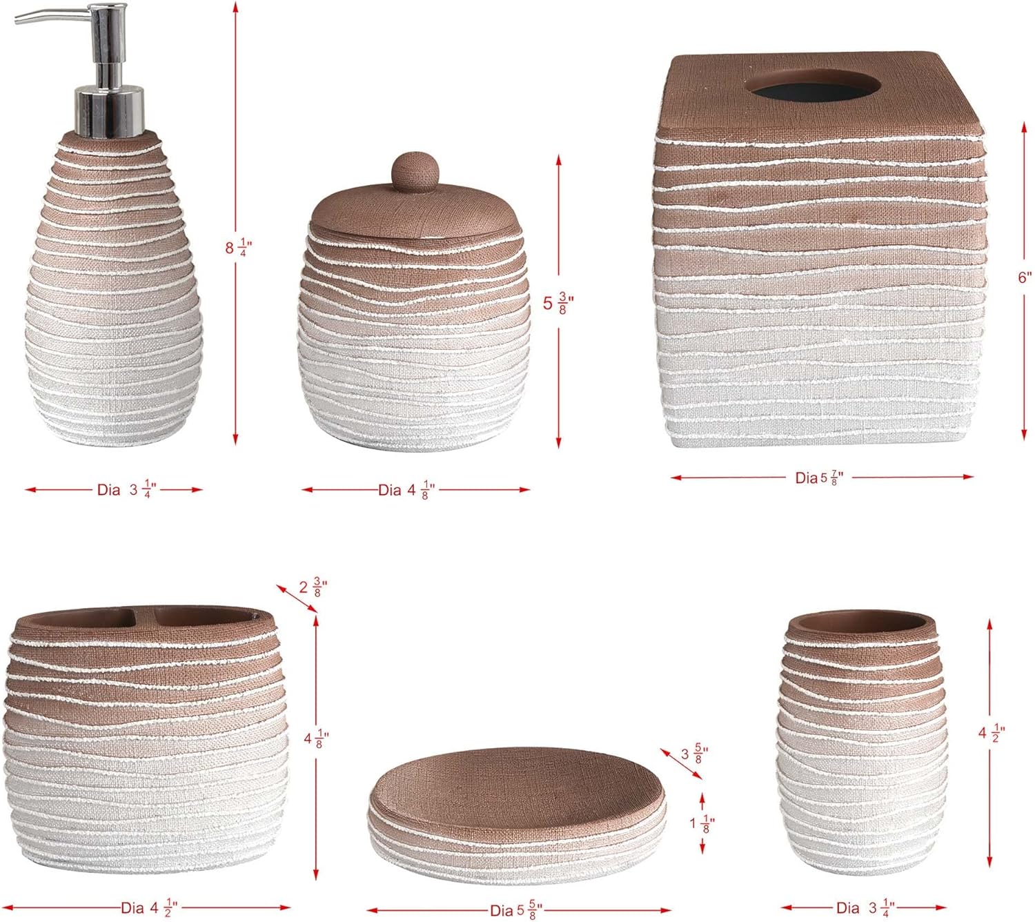 Decozen Accesorios de baño  Juego de 6 piezas para decoración de tocador de...