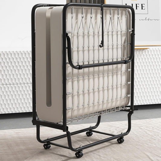Cama plegable con colchón, cama plegable para invitados con colchón de 4