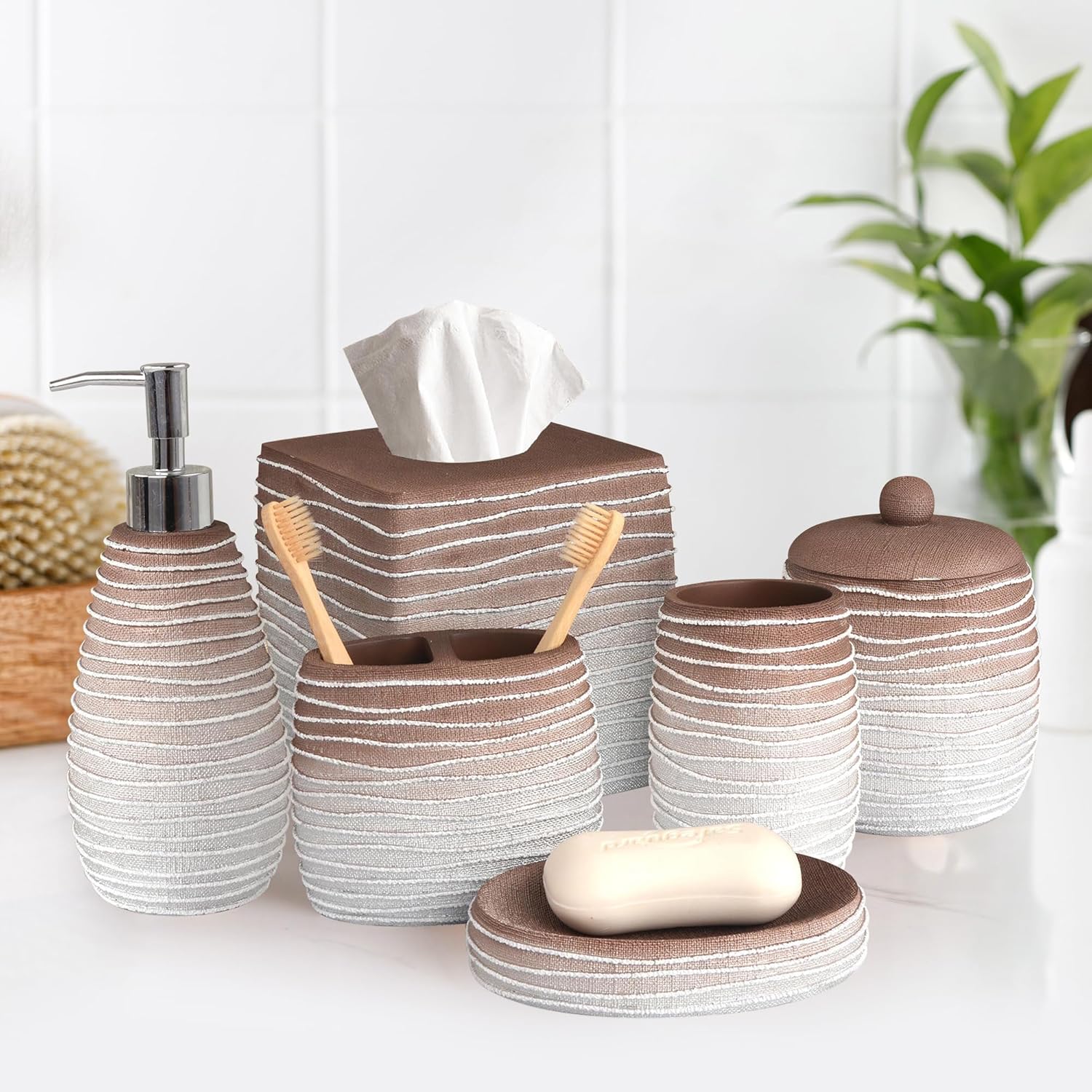 Decozen Accesorios de baño  Juego de 6 piezas para decoración de tocador de...
