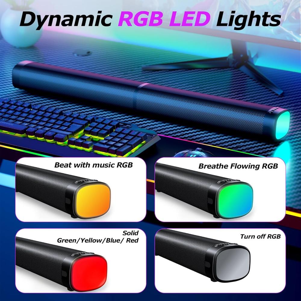 Barra de Sonido de 100 W para Smart TV con 3 Modos de Luces RGB