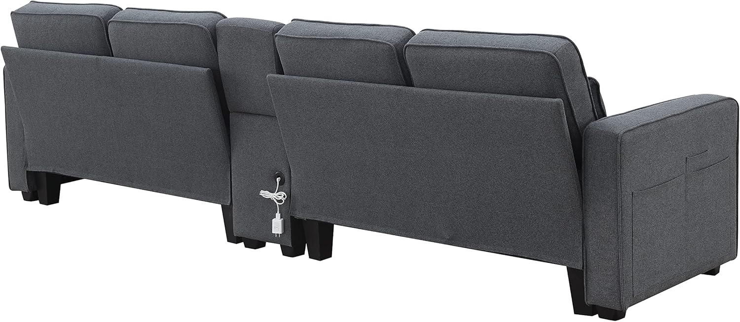 Sofá tapizado de 4 asientos de 114.2 pulgadas con mesa de centro almacenable y...