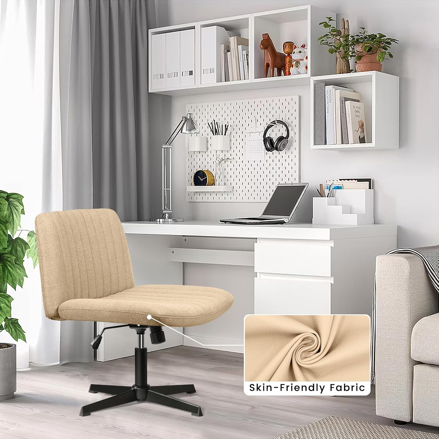 PUKAMI Silla cruzada sin brazos, silla de escritorio de oficina con patas...