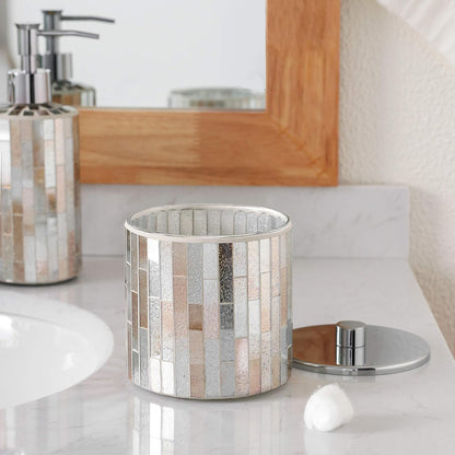 KMWARES Juego de accesorios decorativos de baño de vidrio de mosaico de 5