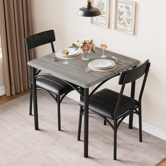 GAOMON Juego de mesa de comedor para 2, mesa de cocina con sillas tapizadas