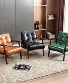 HomeMiYN Mid-Century - Silla decorativa de piel sintética, estilo retro,...