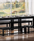 AWQM Juego de mesa de comedor de 43.3 pulgadas para 4 personas con 2 bancos,