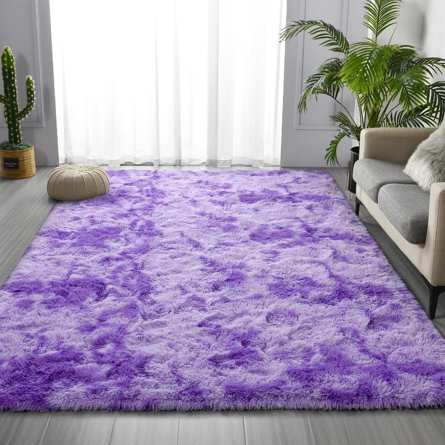 Alfombras grandes de felpa de 5 x 8 pulgadas, alfombras peludas de felpa...