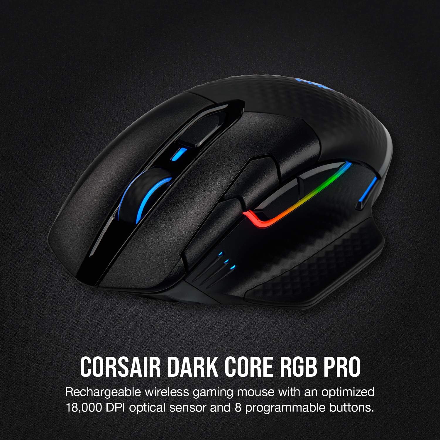 Corsair Dark Core RGB Pro, ratón óptico inalámbrico FPSMOBA para juegos con...