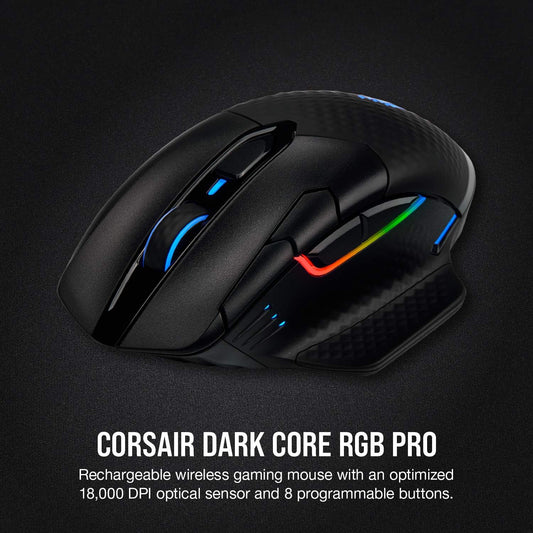 Corsair Dark Core RGB Pro, ratón óptico inalámbrico FPSMOBA para juegos con...
