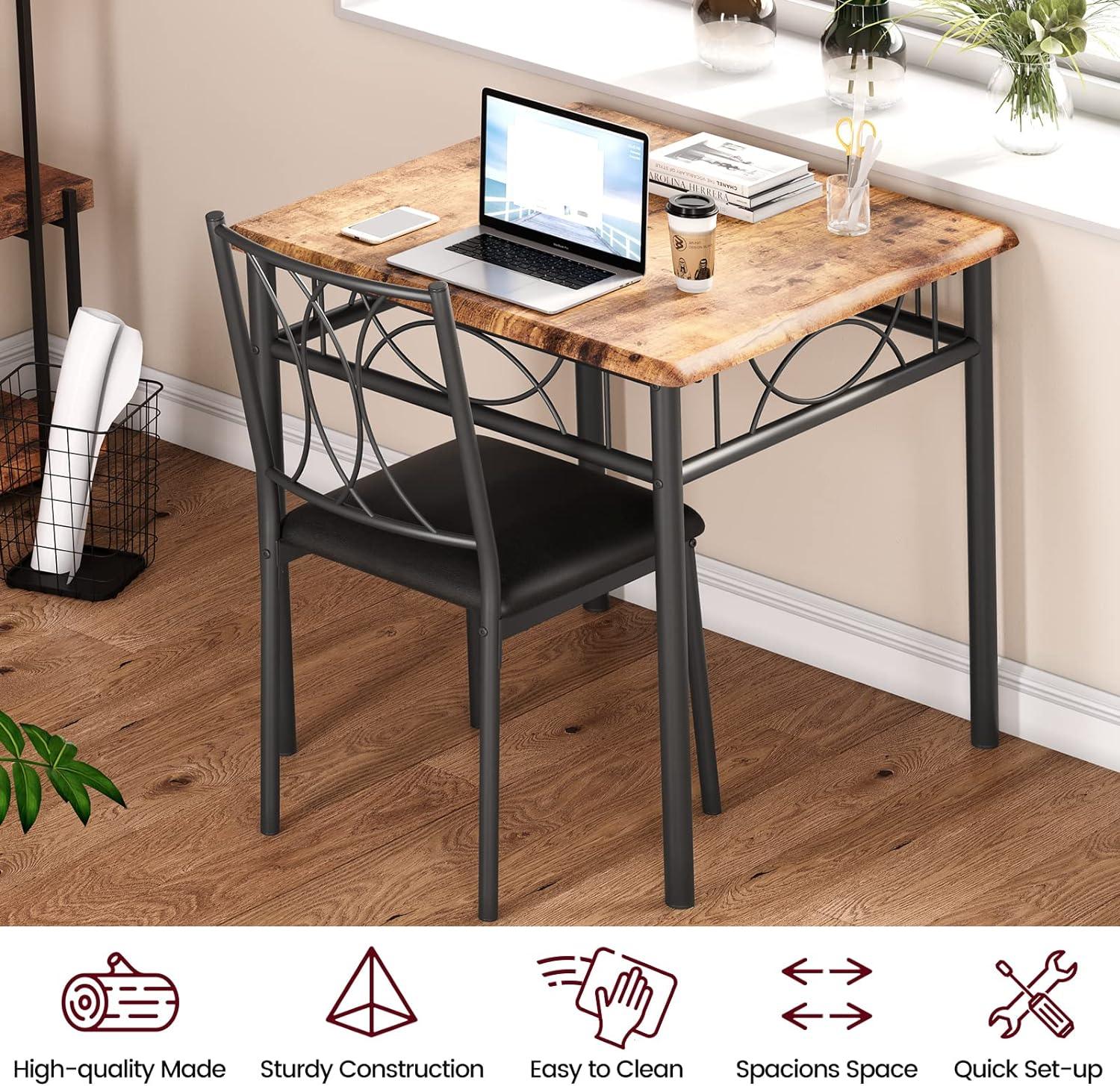 IDEALHOUSE Juego de mesa de comedor para 2, mesa de cocina y sillas para 2,