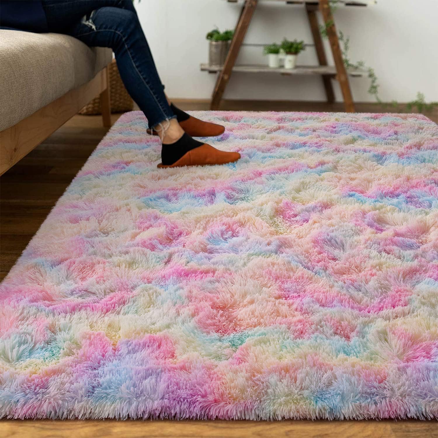DweIke - Alfombras esponjosas para dormitorio, sala de estar, alfombras de...