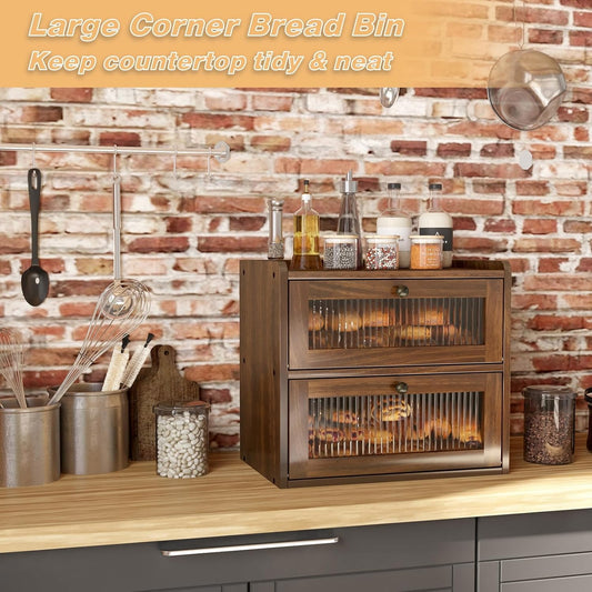 Panera grande de doble capa para encimera de cocina, contenedor de...