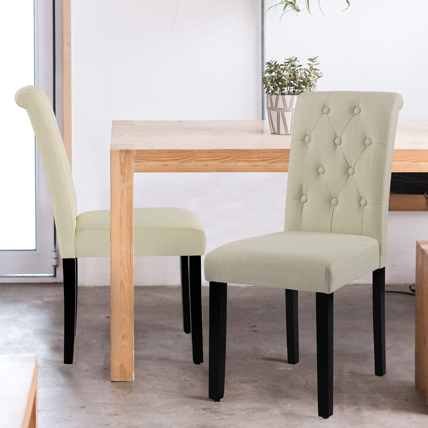 LSSBOUGHT Juego de 4 sillas de comedor con botones copetudos, sillas de cocina...