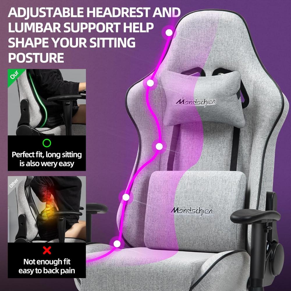 Silla gamer Mondschein Gris reclinable ergonómica