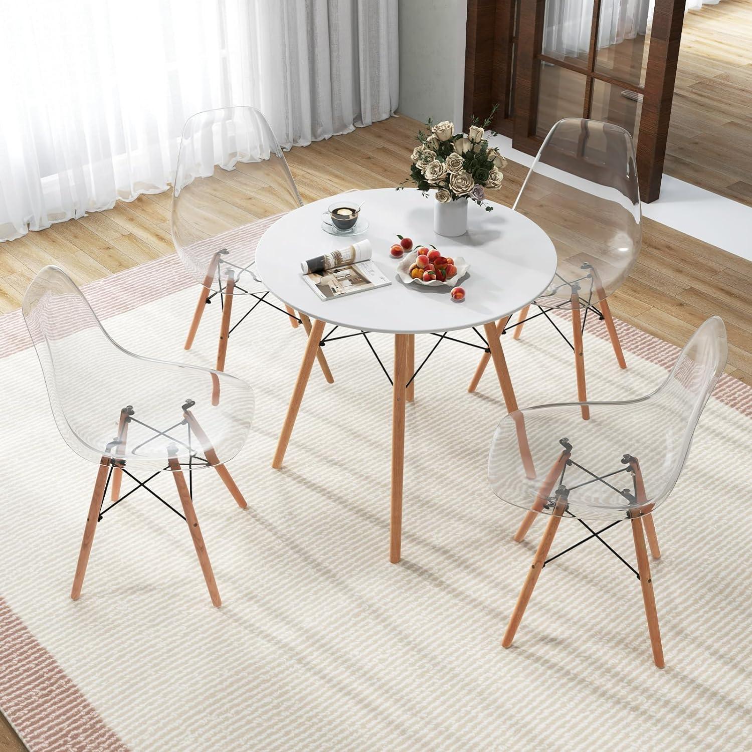 Tangkula Juego de mesa de comedor para 4, juego de mesa de cocina con asiento y