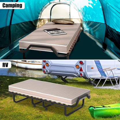 GORELAX Cama individual plegable, cama portátil tamaño cuna con colchón de