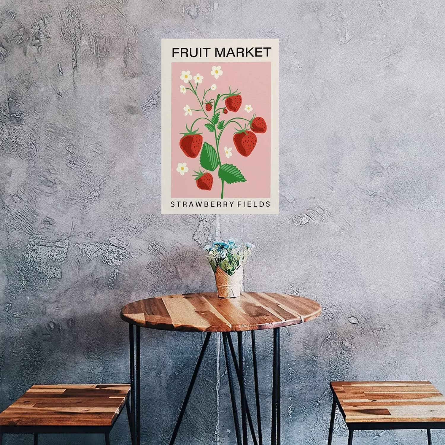 Flyhaw Letrero de lata de mercado de frutas con estampado de frutas y fresas,...