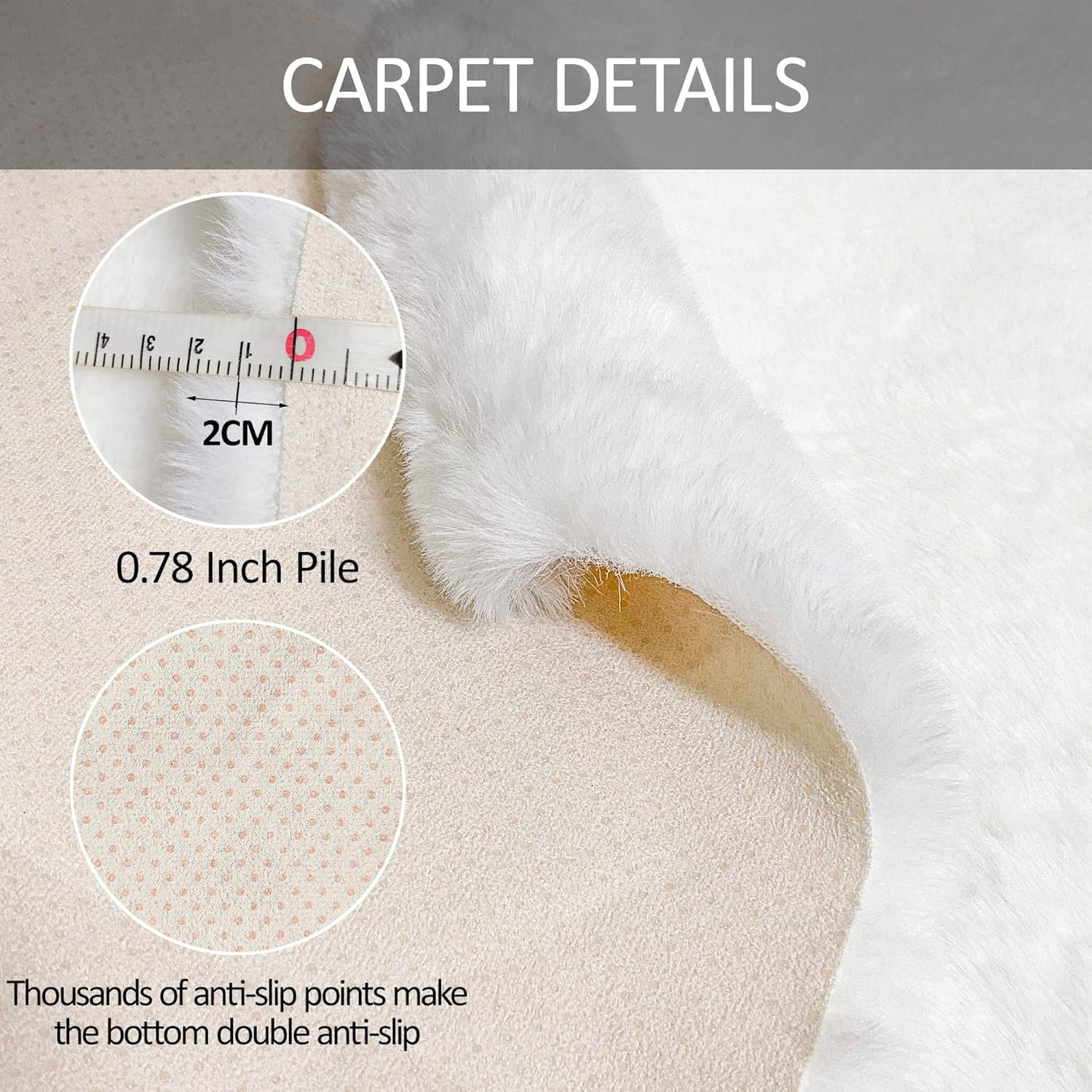 Alfombra blanca suave y esponjosa de 3 x 5 pies de piel sintética lavable para