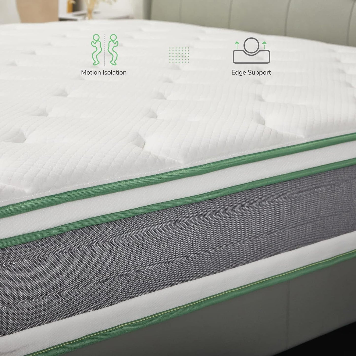 Colchón híbrido Queen de 12 pulgadas en una caja, colchón de resortes