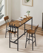 Bar Table and Chairs Set, Industrial Bar Stools Set for 2 with Collapsible Wine