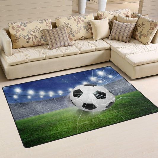 ZOEO Alfombras antideslizantes 3D de fútbol verde para sala de estar,...