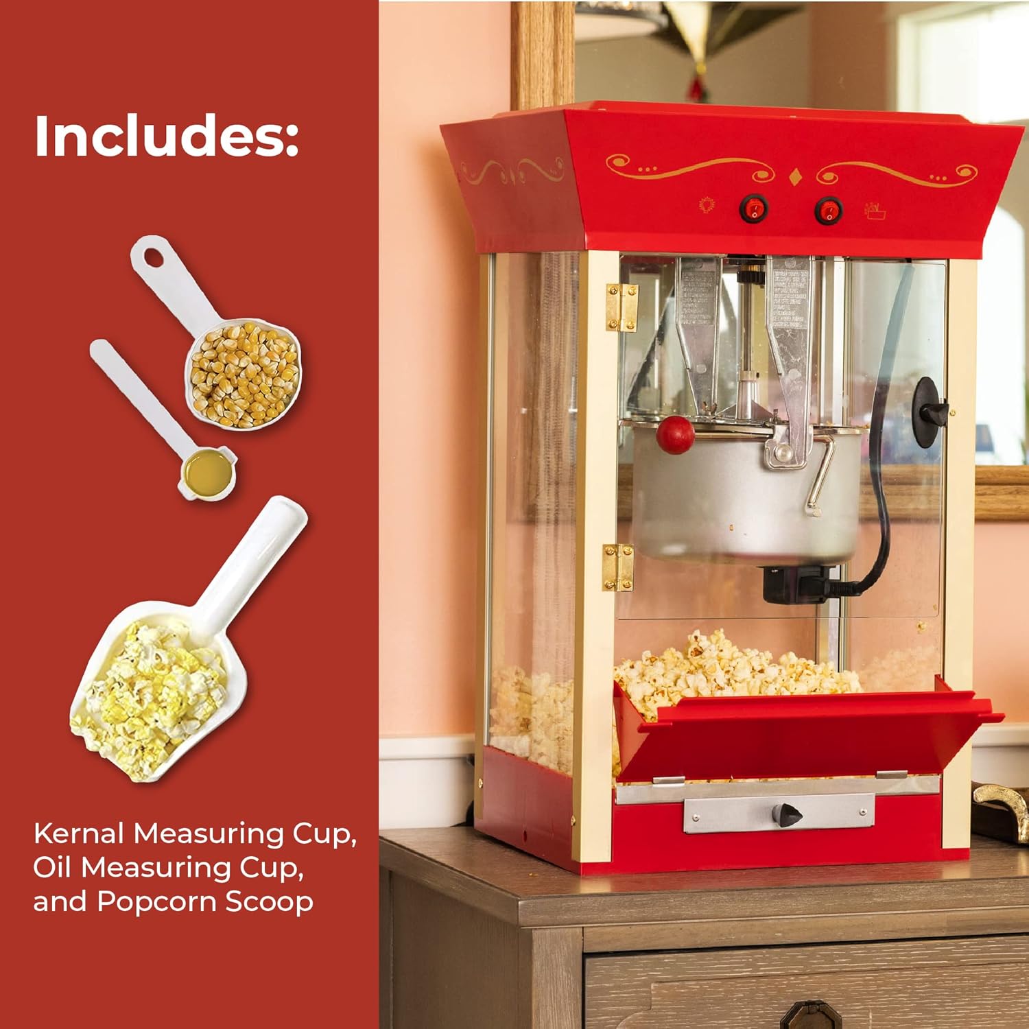 Nostalgia Máquina para hacer palomitas de maíz, carrito profesional con...