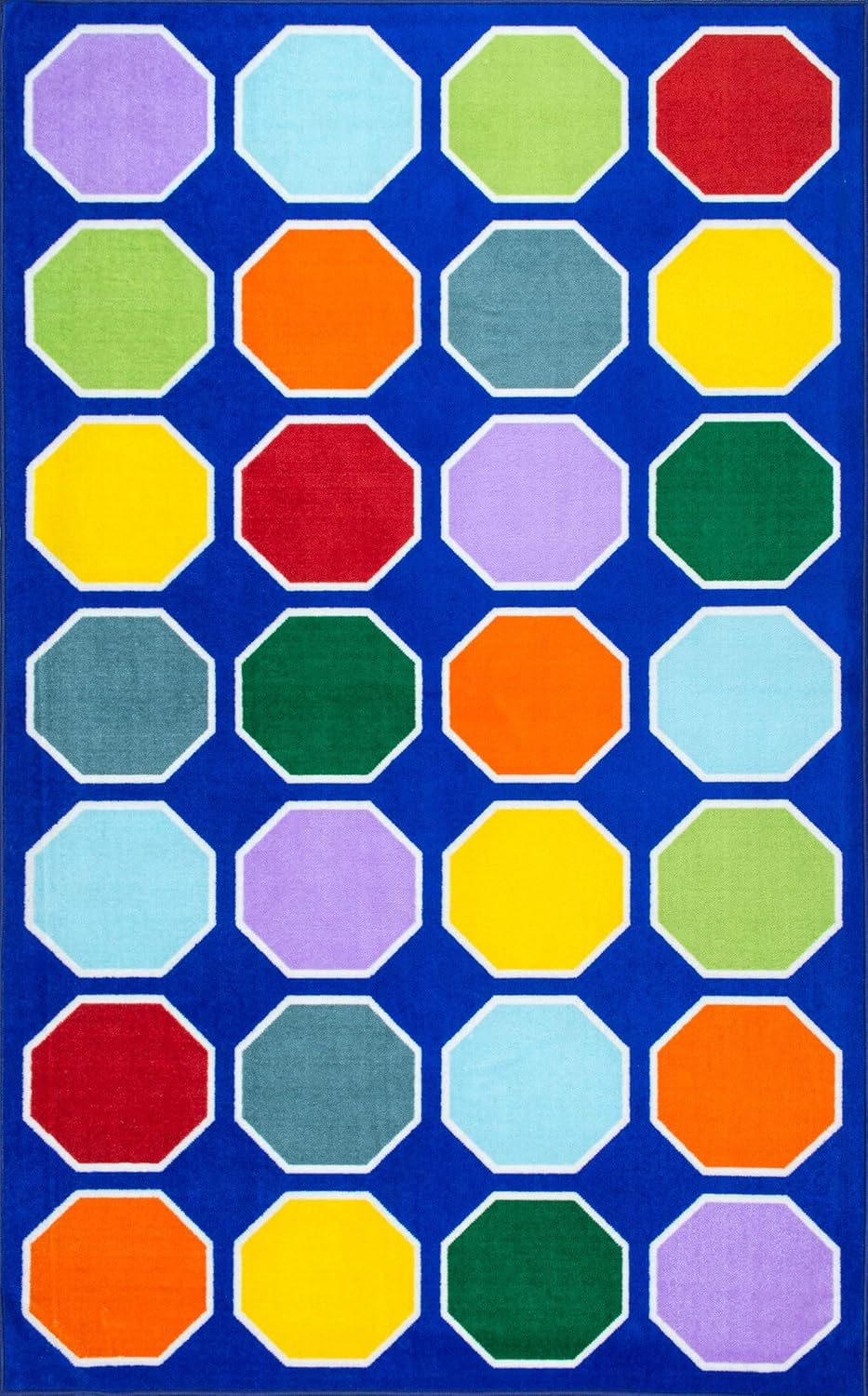 nuLOOM Kecia Octagons - Alfombra impresa, 7 x 9, azul