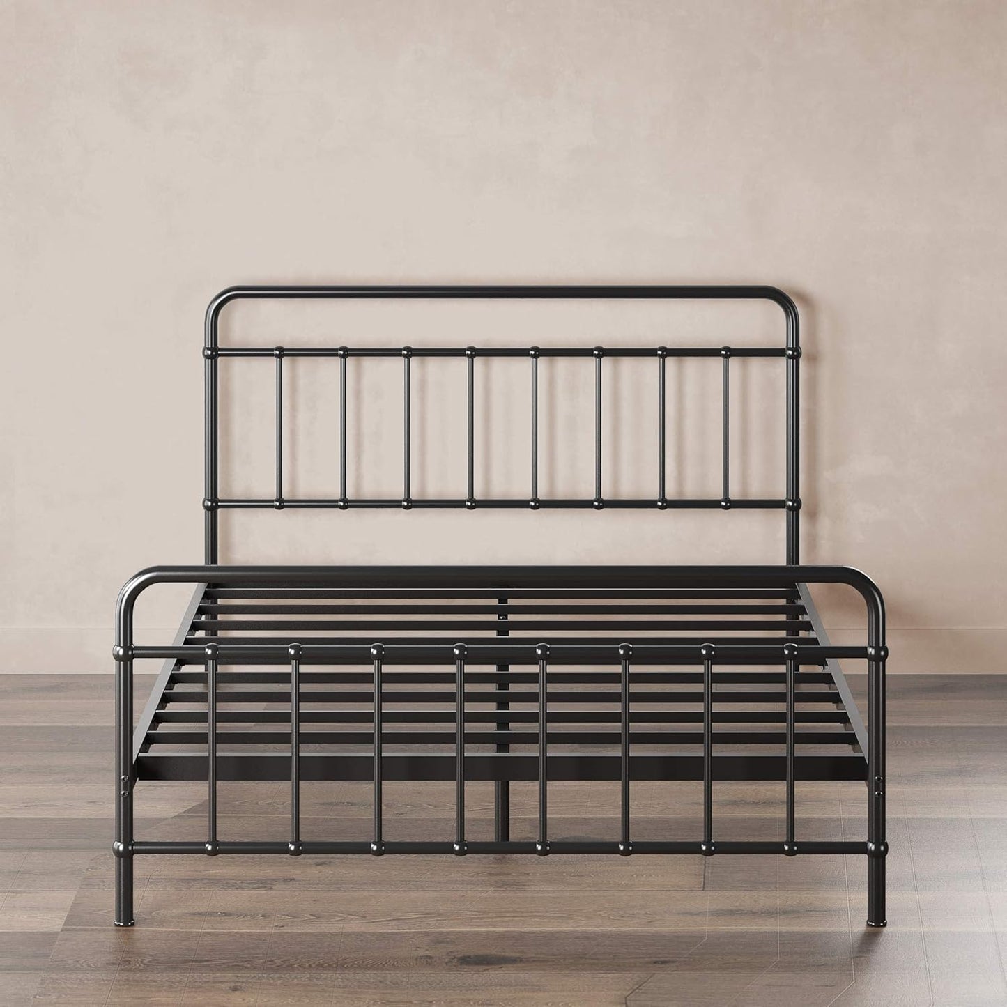 Florence Base de cama con plataforma de metal, base de colchón, no necesita