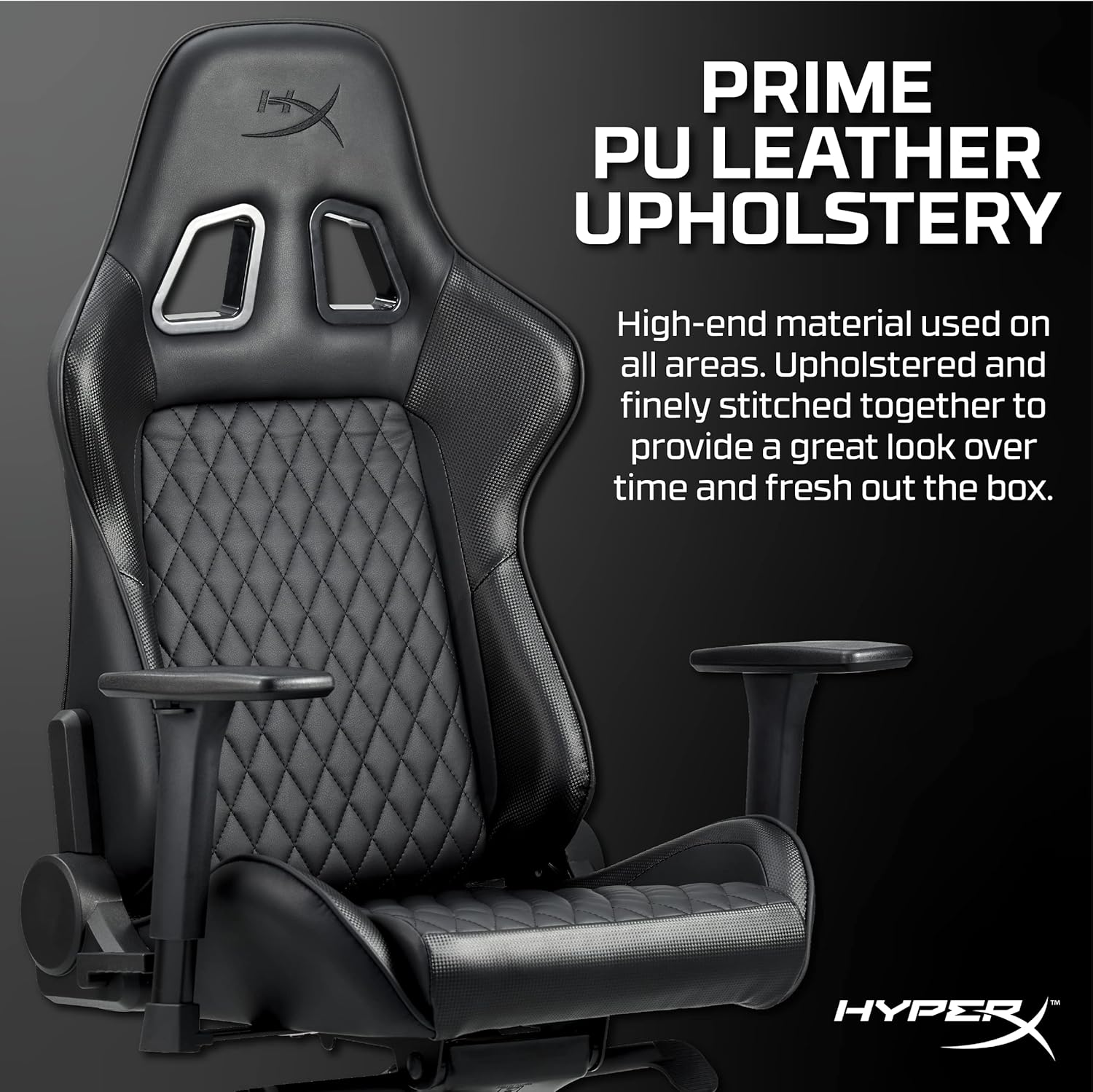 HyperX Jet Black - Silla ergonómica para videojuegos, tapicería de cuero, silla...