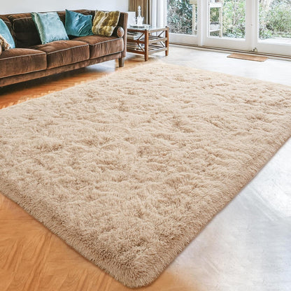 Alfombra suave de pelo largo para sala de estar, alfombras esponjosas de 5 x 8